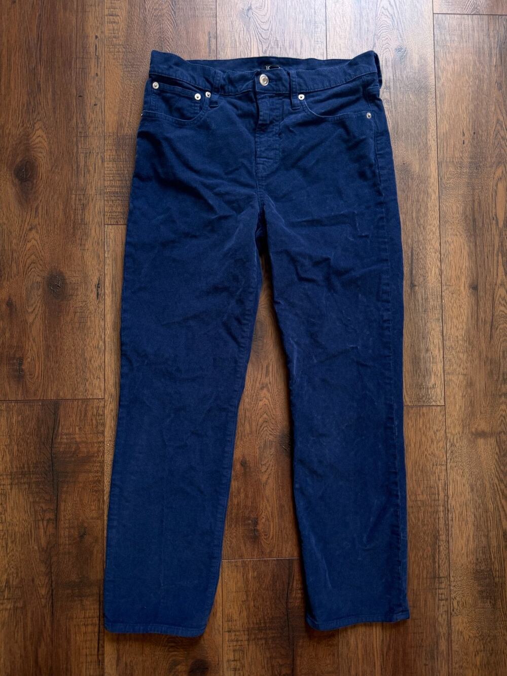 J.Crew Navy Corduroy Slim Straight Ankle Academia Preppy Pants Size 29